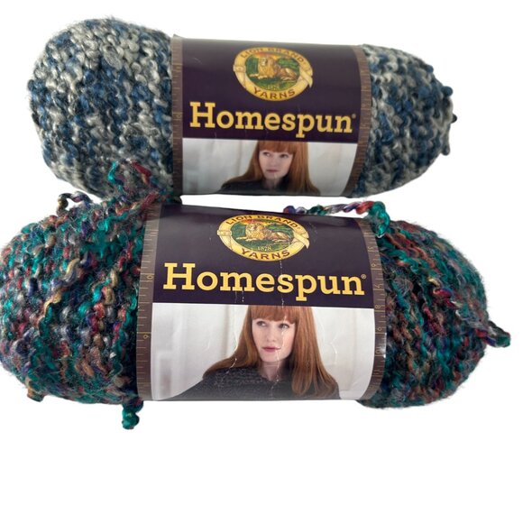 Lot 2 Homespun Yarn Skeins 429 Pueblo 602 Blue Moon Lion Brand Acrylic - Picture 1 of 7